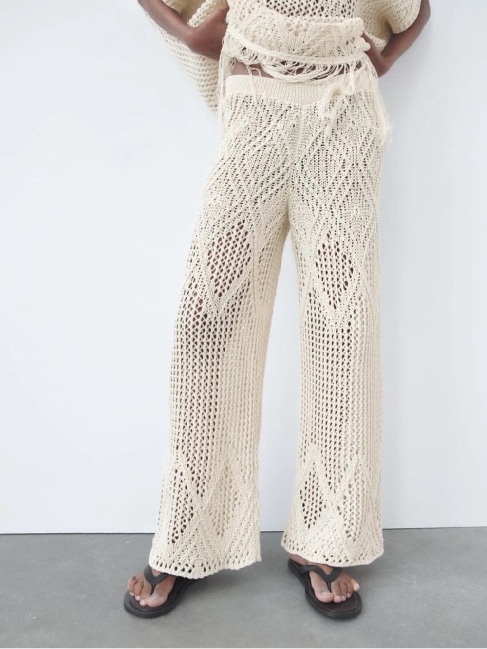 Zara Cream Cable Knit Pants